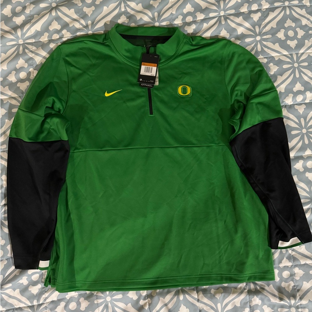Nike Green Quarter-Zip Pullover with Yellow Logo Oregon Ducks